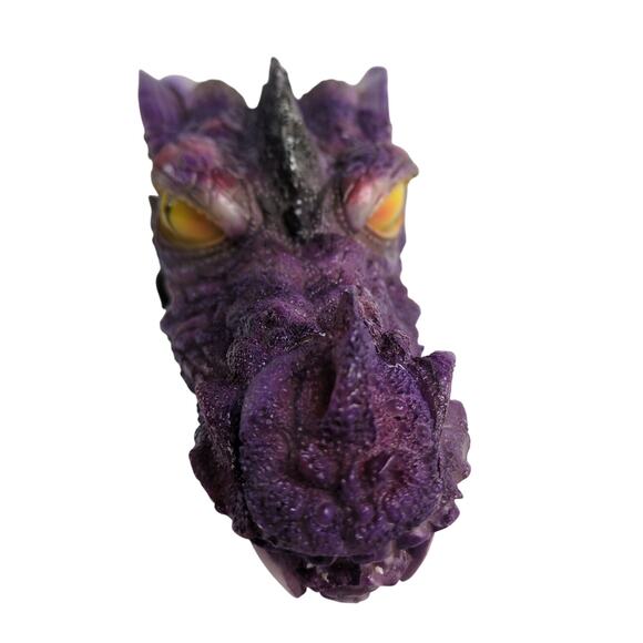 Mythical 12" Purple Dragon Head Stick Incense Burner, Smoke Billows Thru Nose - Picture 5 of 8